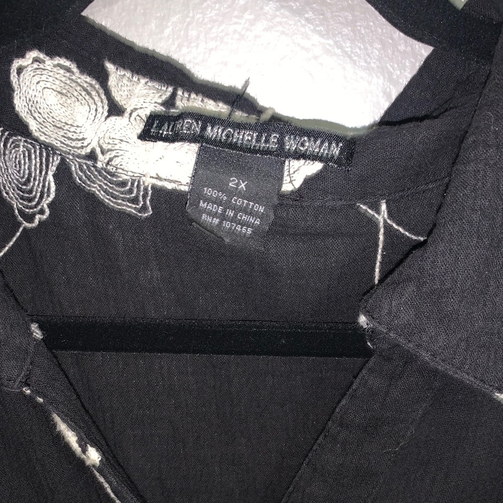 LAUREN MICHELLE GAUZE EMBROIDERED BUTTON DOWN TOP Size 2X 100% Cotton - Picture 3 of 9